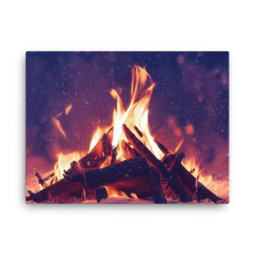 Lagerfeuer im Winter - Campingtrip Foto - Leinwand camping xxx 45.7 x 61 cm