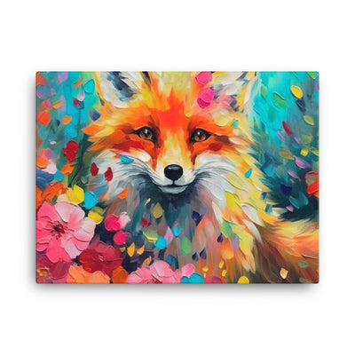 Schöner Fuchs im Blumenfeld - Farbige Malerei - Leinwand camping xxx 45.7 x 61 cm