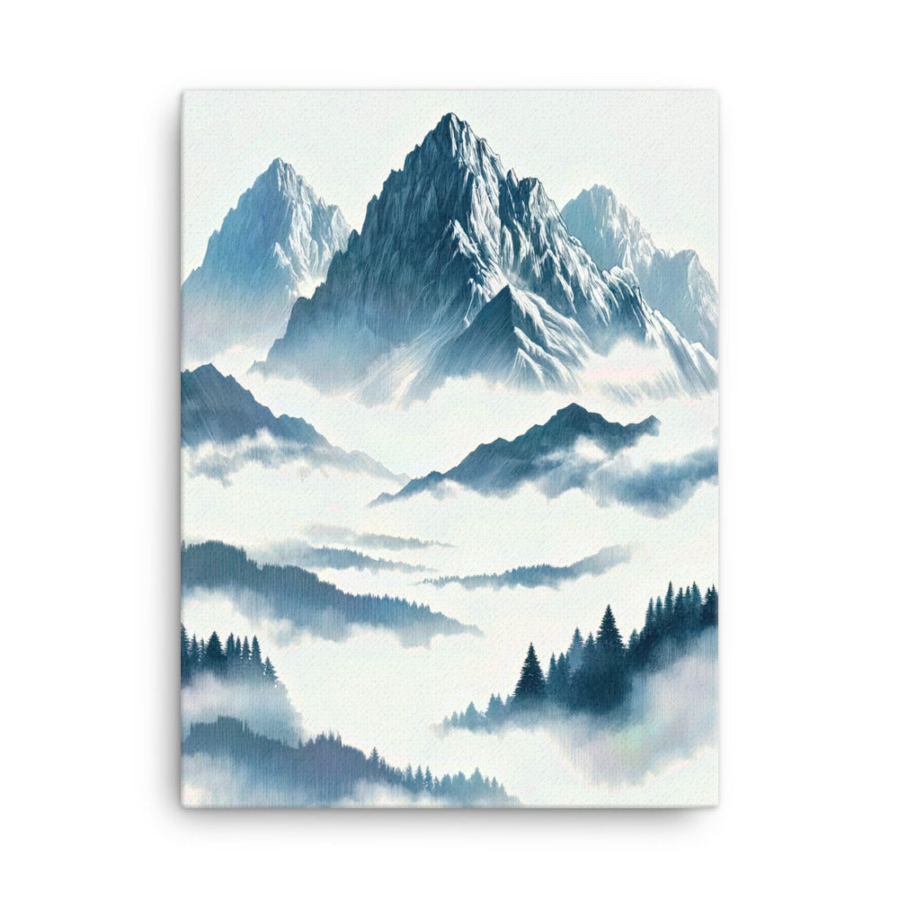 Nebeliger Alpenmorgen-Essenz, verdeckte Täler und Wälder - Leinwand berge xxx yyy zzz 45.7 x 61 cm