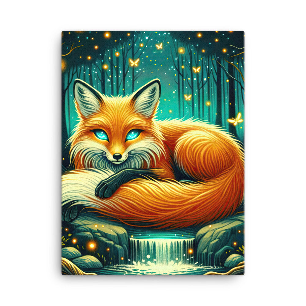 Bezaubernder Fuchs auf erleuchteter mystischer Waldlichtung - Leinwand camping xxx yyy zzz 45.7 x 61 cm