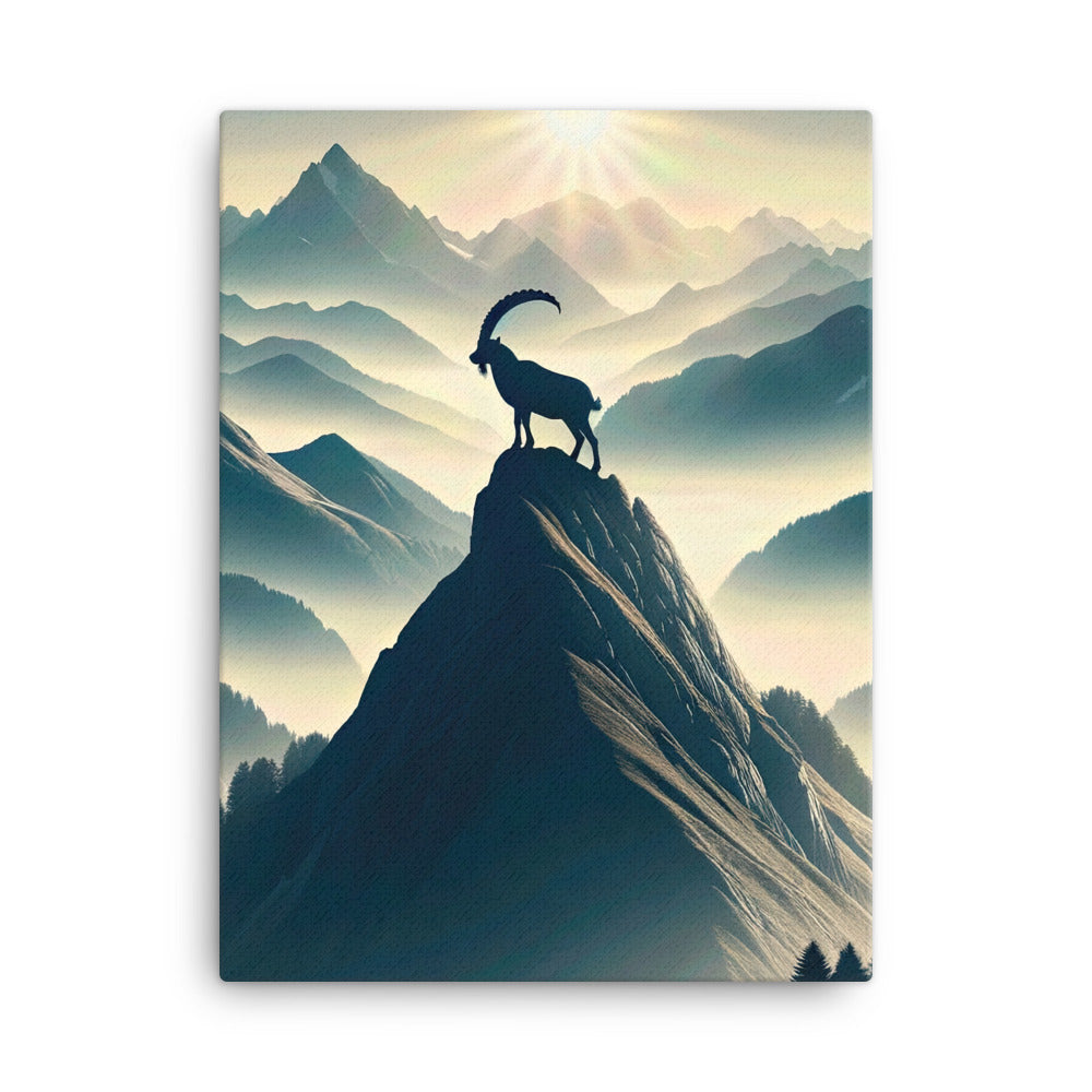 Morgendlicher Steinbock auf Alpengipfel, steile Berghänge - Leinwand berge xxx yyy zzz 45.7 x 61 cm