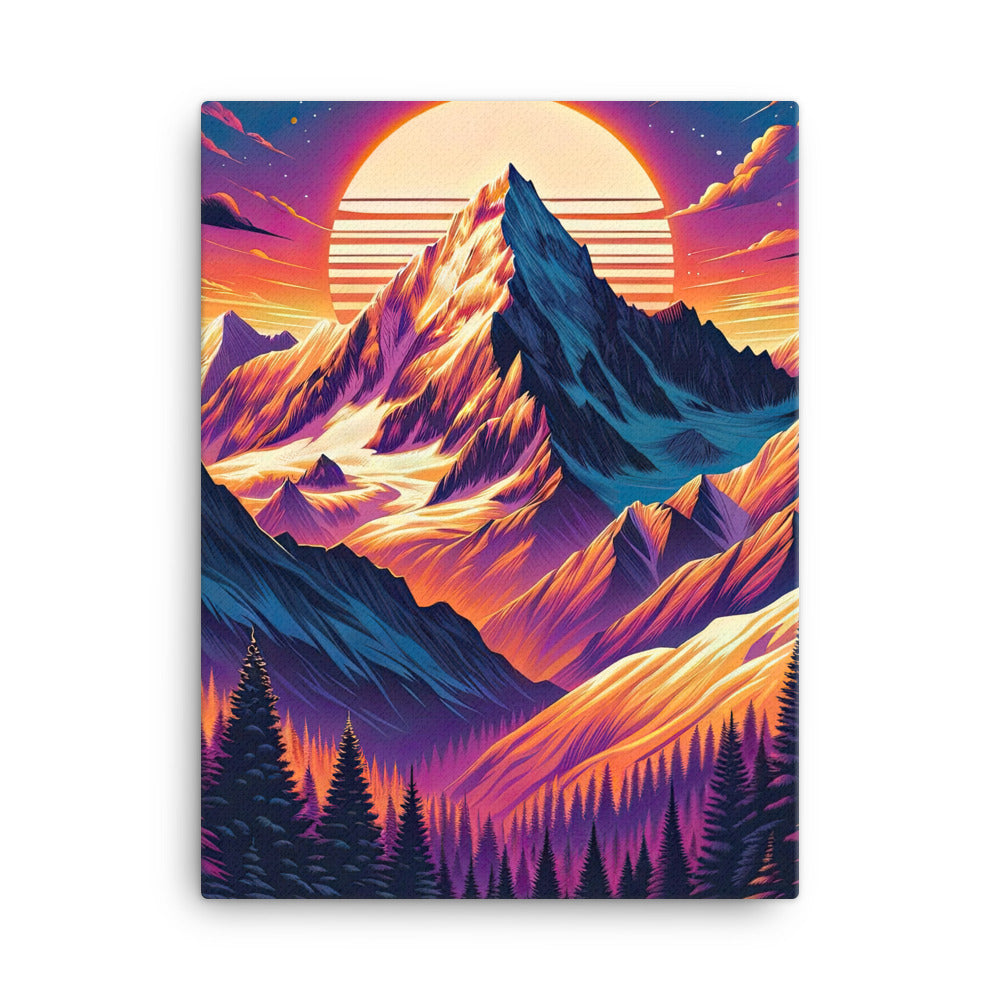 Lebendiger Alpen-Sonnenuntergang, schneebedeckte Gipfel in warmen Tönen - Leinwand berge xxx yyy zzz 45.7 x 61 cm