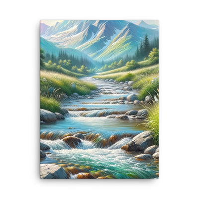 Sanfter Gebirgsbach in Ölgemälde, klares Wasser über glatten Felsen - Leinwand berge xxx yyy zzz 45.7 x 61 cm