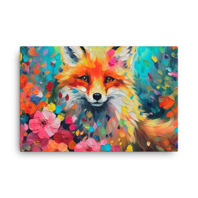 Schöner Fuchs im Blumenfeld - Farbige Malerei - Leinwand camping xxx 61 x 91.4 cm