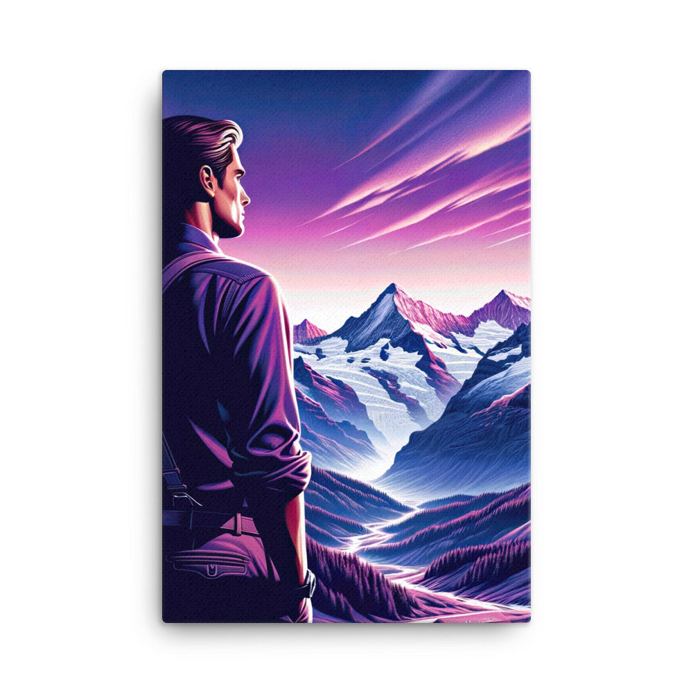 Wanderer in alpiner Dämmerung, schneebedeckte Gipfel ins Unendliche - Leinwand wandern xxx yyy zzz 61 x 91.4 cm