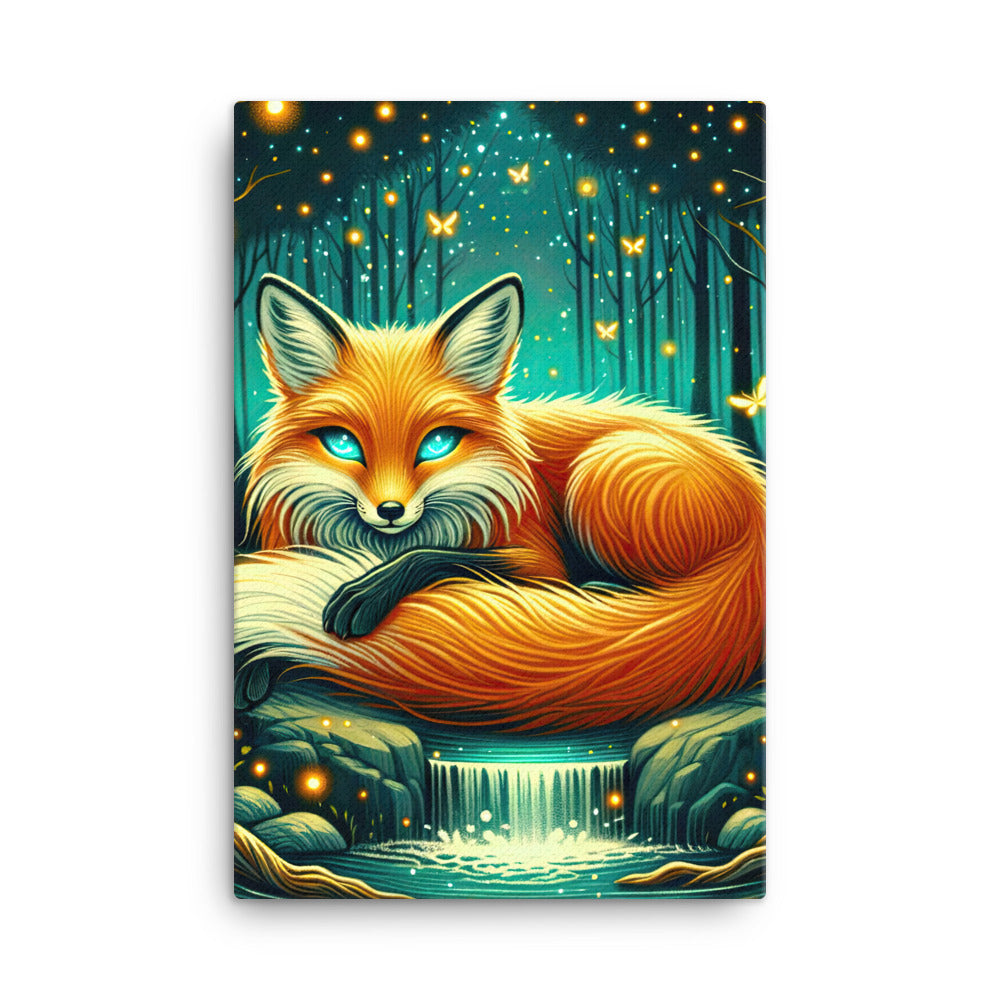 Bezaubernder Fuchs auf erleuchteter mystischer Waldlichtung - Leinwand camping xxx yyy zzz 61 x 91.4 cm