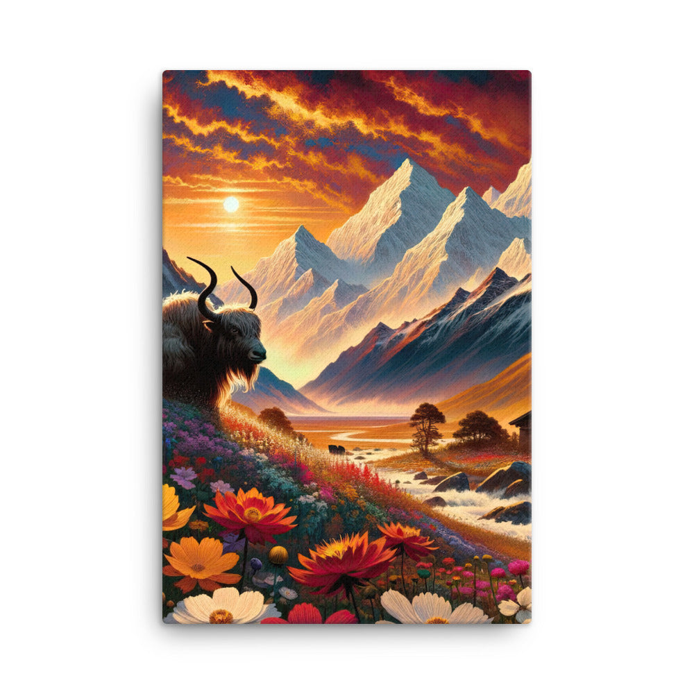 Magischer Alpenabend mit Hochlandkuh und goldener Sonnenkulisse - Leinwand berge xxx yyy zzz 61 x 91.4 cm