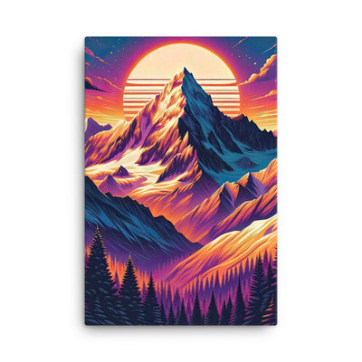 Lebendiger Alpen-Sonnenuntergang, schneebedeckte Gipfel in warmen Tönen - Leinwand berge xxx yyy zzz 61 x 91.4 cm