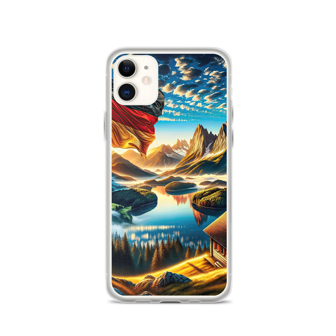 Alpen Gebirge im Morgenlicht: Kunstwerk mit Deutsche Flagge - iPhone Schutzhülle (durchsichtig) berge xxx yyy zzz iPhone 11