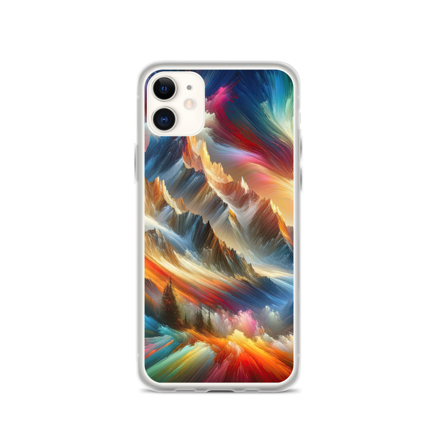 Lebendige abstrakte Alpendarstellung in populärem Kunststil - iPhone Schutzhülle (durchsichtig) berge xxx yyy zzz iPhone 11