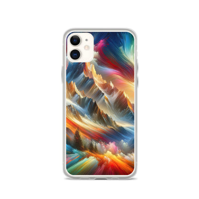 Lebendige abstrakte Alpendarstellung in populärem Kunststil - iPhone Schutzhülle (durchsichtig) berge xxx yyy zzz iPhone 11