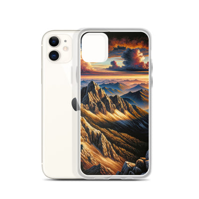 Alpen in Abenddämmerung: Acrylgemälde mit beleuchteten Berggipfeln - iPhone Schutzhülle (durchsichtig) berge xxx yyy zzz