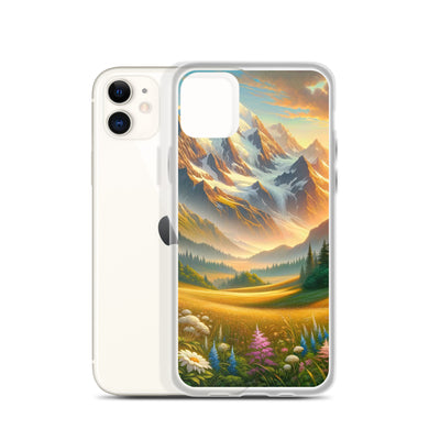 Heitere Alpenschönheit: Schneeberge und Wildblumenwiesen - iPhone Schutzhülle (durchsichtig) berge xxx yyy zzz