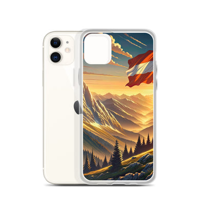 Ruhiger Alpenabend mit österreichischer Flagge und goldenem Sonnenuntergang - iPhone Schutzhülle (durchsichtig) berge xxx yyy zzz