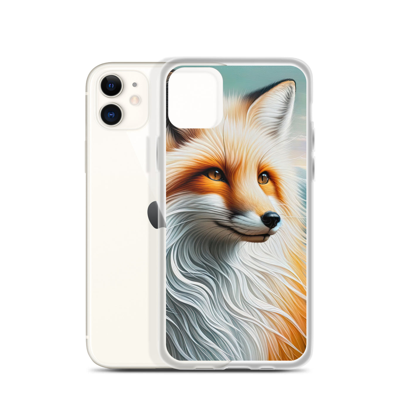 Ölgemälde eines anmutigen, intelligent blickenden Fuchses in Orange-Weiß - iPhone Schutzhülle (durchsichtig) camping xxx yyy zzz