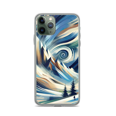 Abstrakte Kunst, die die Essenz der Alpen einfängt. Kräftige Pinselstriche stellen Gipfel und Muster dar - iPhone Schutzhülle (durchsichtig) berge xxx yyy zzz iPhone 11 Pro