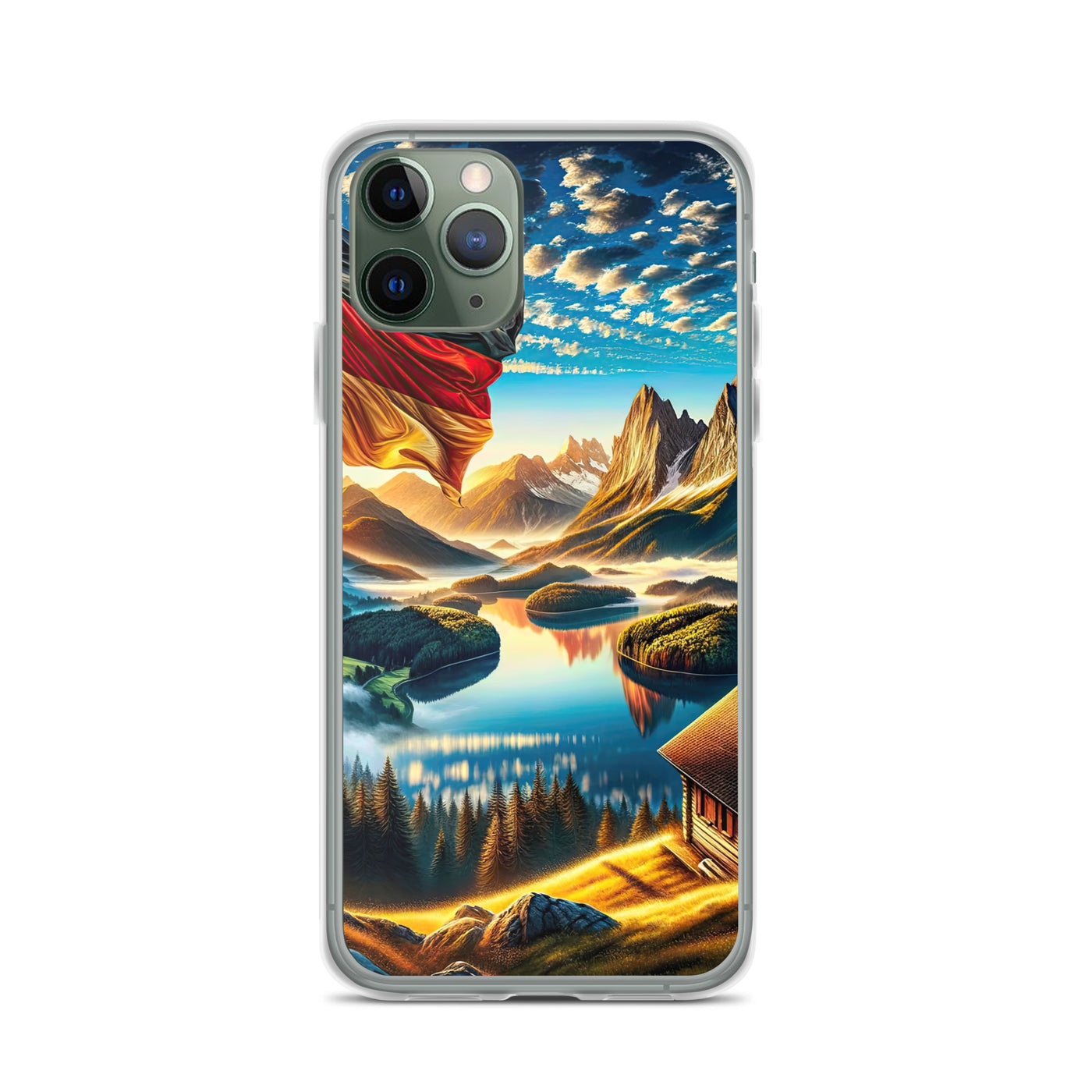 Alpen Gebirge im Morgenlicht: Kunstwerk mit Deutsche Flagge - iPhone Schutzhülle (durchsichtig) berge xxx yyy zzz iPhone 11 Pro