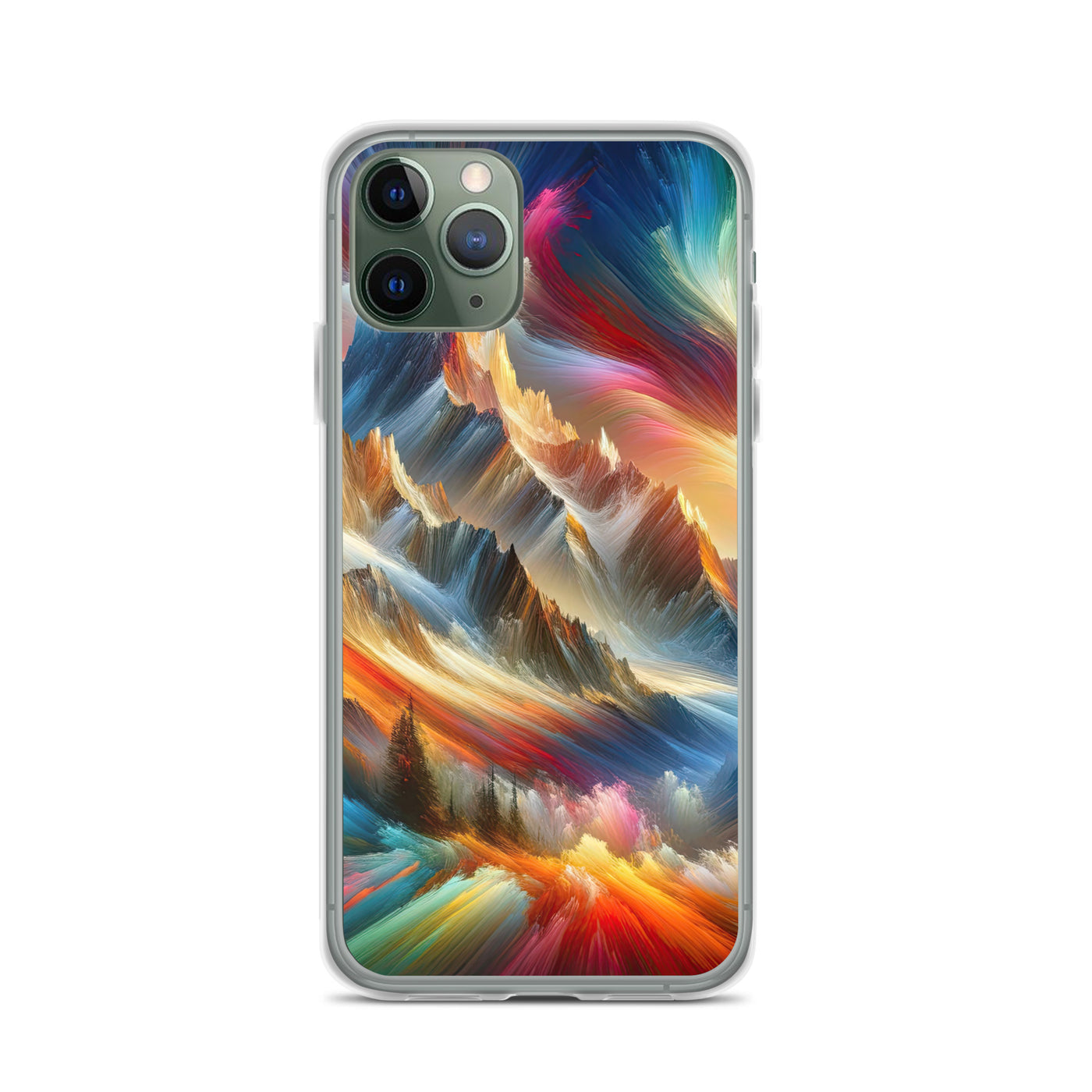 Lebendige abstrakte Alpendarstellung in populärem Kunststil - iPhone Schutzhülle (durchsichtig) berge xxx yyy zzz iPhone 11 Pro