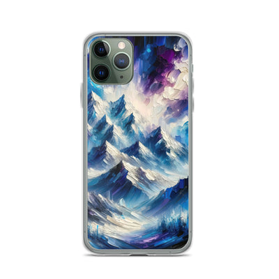 Alpenabstraktion mit dramatischem Himmel in Öl - iPhone Schutzhülle (durchsichtig) berge xxx yyy zzz iPhone 11 Pro