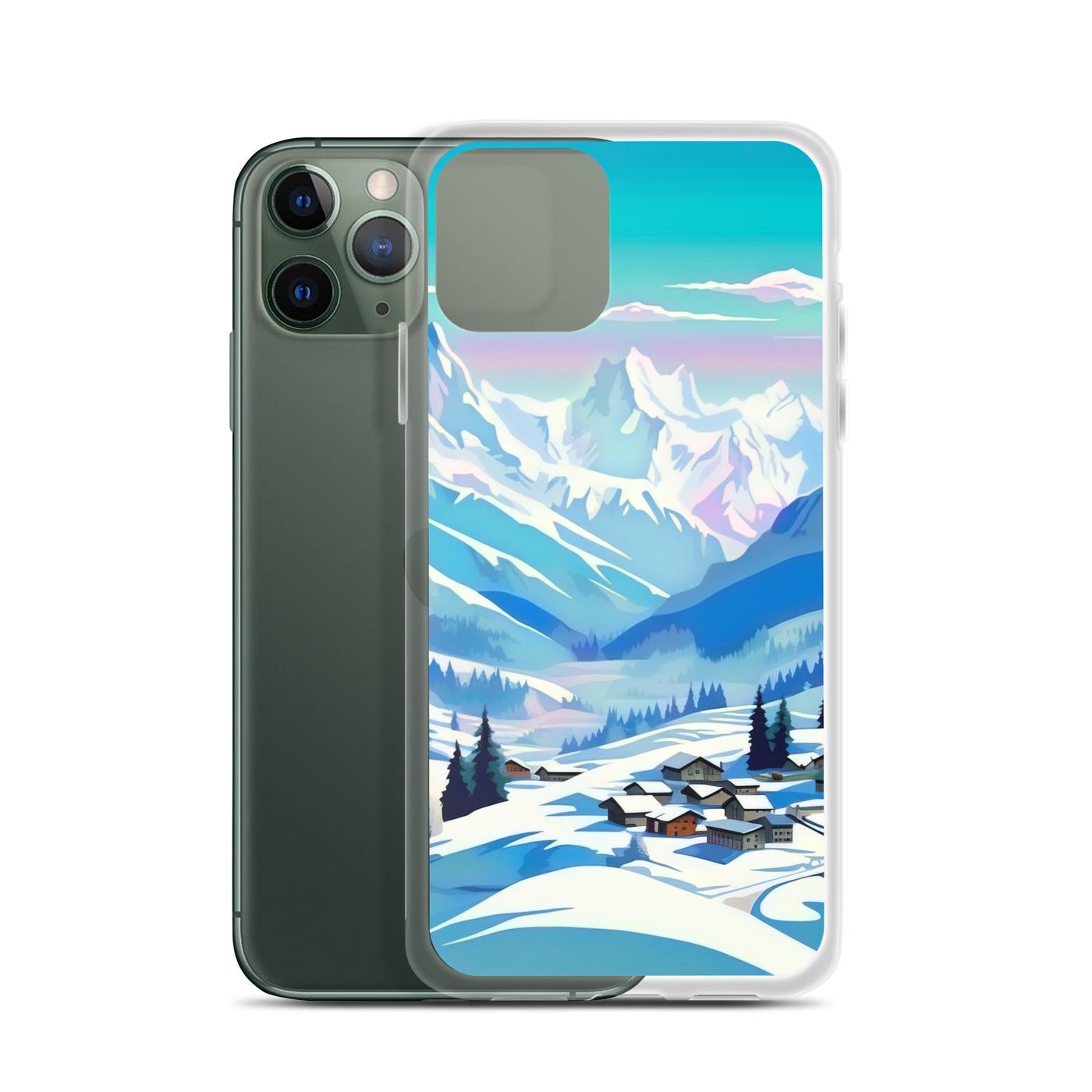 Berge und Schnee - Landschaft - iPhone Schutzhülle (durchsichtig) ski xxx