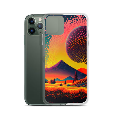 Berge und warme Farben - Punktkunst - iPhone Schutzhülle (durchsichtig) berge xxx