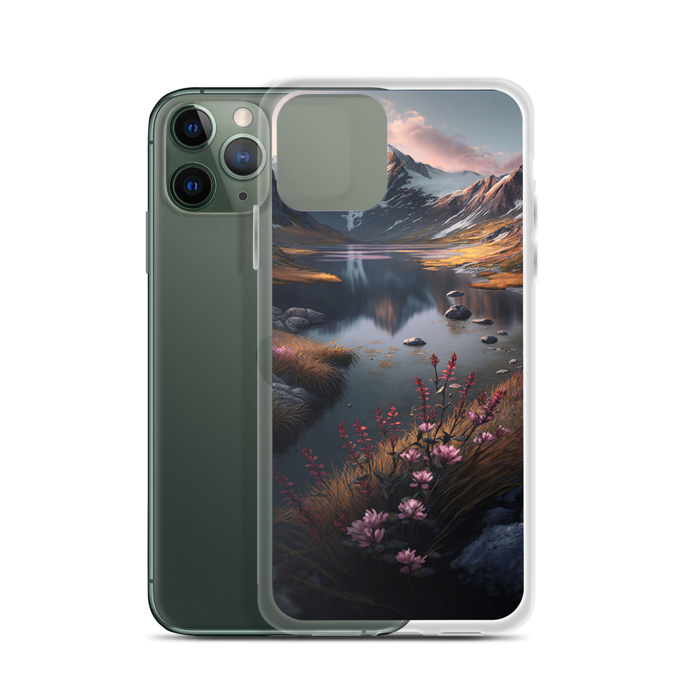 Berge, Bergsee und Blumen - iPhone Schutzhülle (durchsichtig) berge xxx