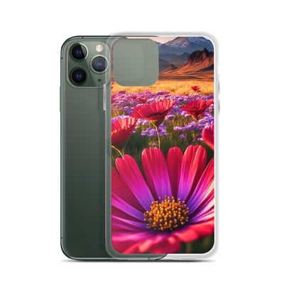 Wünderschöne Blumen und Berge im Hintergrund - iPhone Schutzhülle (durchsichtig) berge xxx