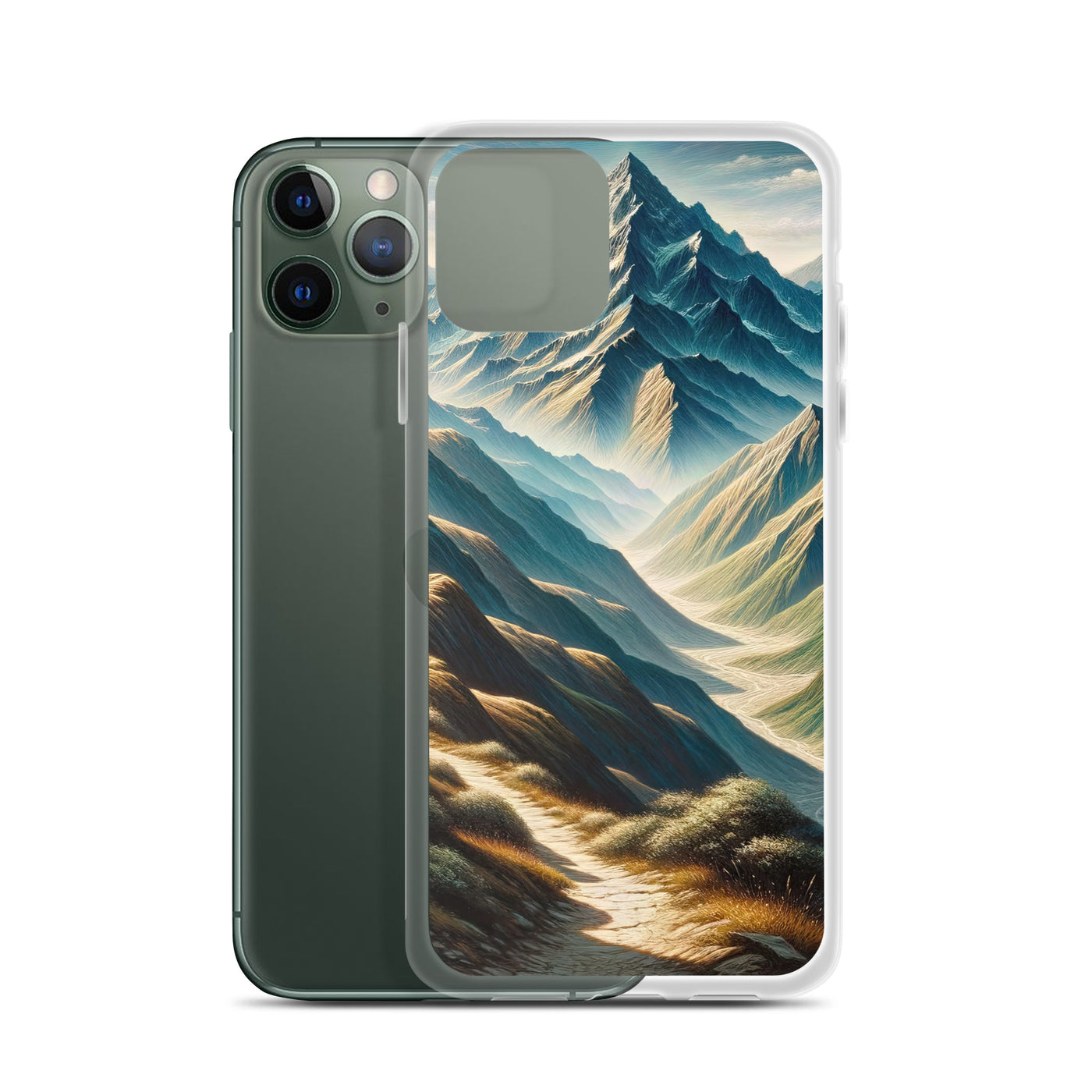 Berglandschaft: Acrylgemälde mit hervorgehobenem Pfad - iPhone Schutzhülle (durchsichtig) berge xxx yyy zzz