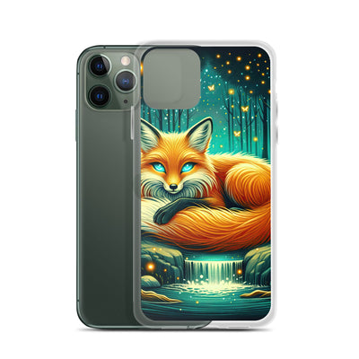 Bezaubernder Fuchs auf erleuchteter mystischer Waldlichtung - iPhone Schutzhülle (durchsichtig) camping xxx yyy zzz