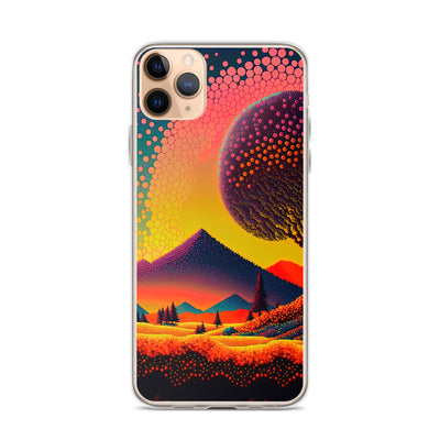 Berge und warme Farben - Punktkunst - iPhone Schutzhülle (durchsichtig) berge xxx iPhone 11 Pro Max