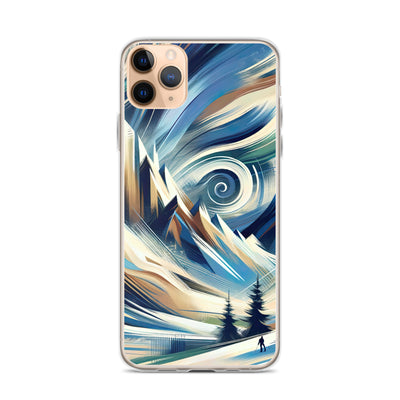 Abstrakte Kunst, die die Essenz der Alpen einfängt. Kräftige Pinselstriche stellen Gipfel und Muster dar - iPhone Schutzhülle (durchsichtig) berge xxx yyy zzz iPhone 11 Pro Max