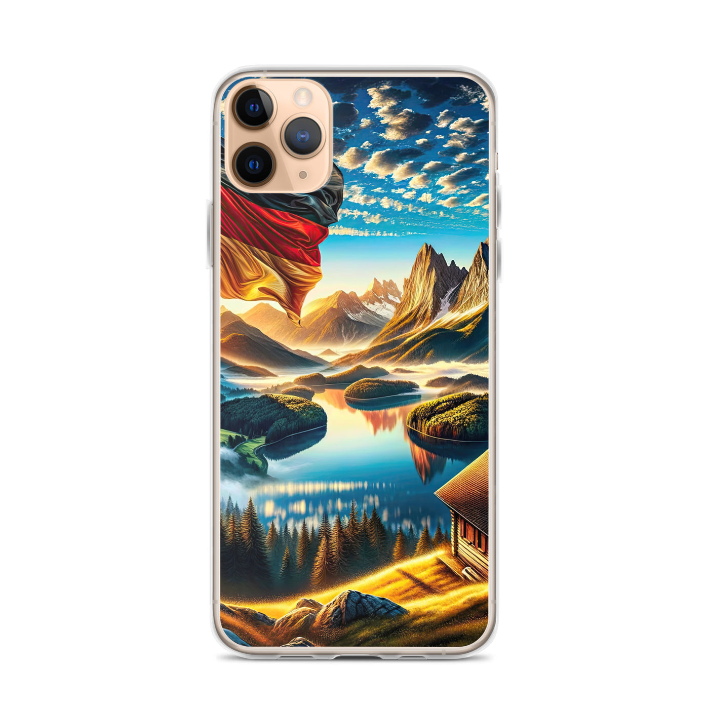 Alpen Gebirge im Morgenlicht: Kunstwerk mit Deutsche Flagge - iPhone Schutzhülle (durchsichtig) berge xxx yyy zzz iPhone 11 Pro Max