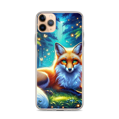 Funkelnder Nachtfuchs auf Waldlichtung mit Feuerwerk - iPhone Schutzhülle (durchsichtig) camping xxx yyy zzz iPhone 11 Pro Max