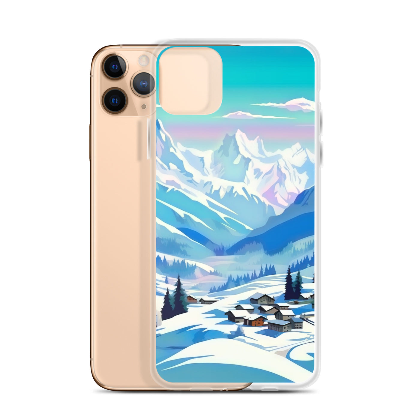 Berge und Schnee - Landschaft - iPhone Schutzhülle (durchsichtig) ski xxx