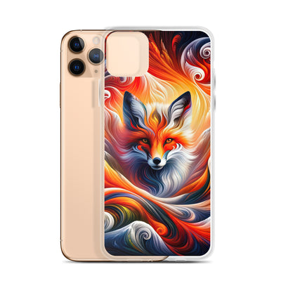 Abstraktes Kunstwerk, das den Geist der Alpen verkörpert. Leuchtender Fuchs in den Farben Orange, Rot, Weiß - iPhone Schutzhülle (durchsichtig) camping xxx yyy zzz