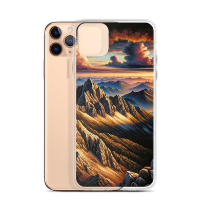 Alpen in Abenddämmerung: Acrylgemälde mit beleuchteten Berggipfeln - iPhone Schutzhülle (durchsichtig) berge xxx yyy zzz