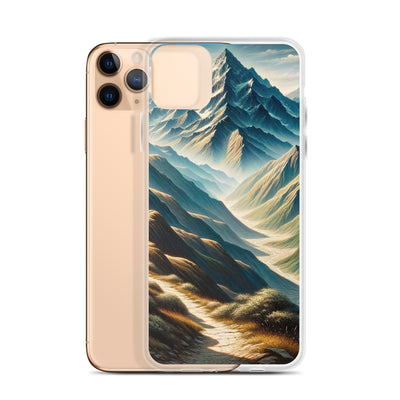 Berglandschaft: Acrylgemälde mit hervorgehobenem Pfad - iPhone Schutzhülle (durchsichtig) berge xxx yyy zzz