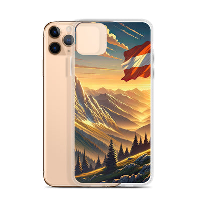 Ruhiger Alpenabend mit österreichischer Flagge und goldenem Sonnenuntergang - iPhone Schutzhülle (durchsichtig) berge xxx yyy zzz