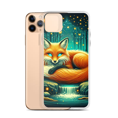 Bezaubernder Fuchs auf erleuchteter mystischer Waldlichtung - iPhone Schutzhülle (durchsichtig) camping xxx yyy zzz