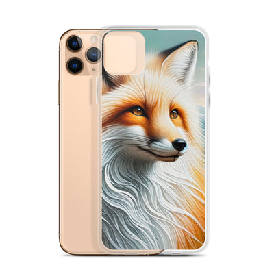 Ölgemälde eines anmutigen, intelligent blickenden Fuchses in Orange-Weiß - iPhone Schutzhülle (durchsichtig) camping xxx yyy zzz