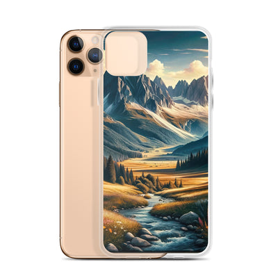 Quadratisches Kunstwerk der Alpen, majestätische Berge unter goldener Sonne - iPhone Schutzhülle (durchsichtig) berge xxx yyy zzz