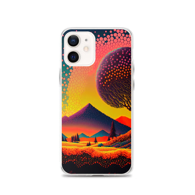 Berge und warme Farben - Punktkunst - iPhone Schutzhülle (durchsichtig) berge xxx iPhone 12