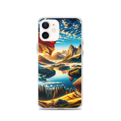 Alpen Gebirge im Morgenlicht: Kunstwerk mit Deutsche Flagge - iPhone Schutzhülle (durchsichtig) berge xxx yyy zzz iPhone 12