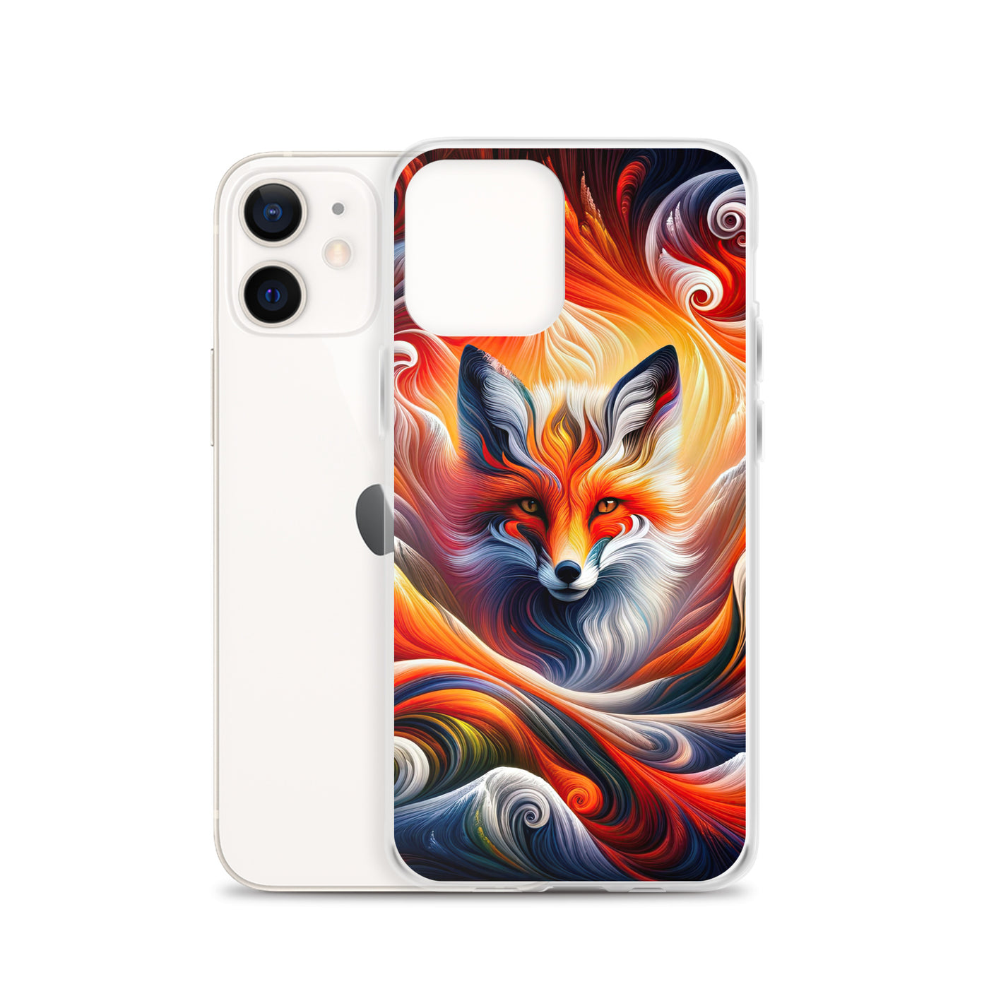 Abstraktes Kunstwerk, das den Geist der Alpen verkörpert. Leuchtender Fuchs in den Farben Orange, Rot, Weiß - iPhone Schutzhülle (durchsichtig) camping xxx yyy zzz