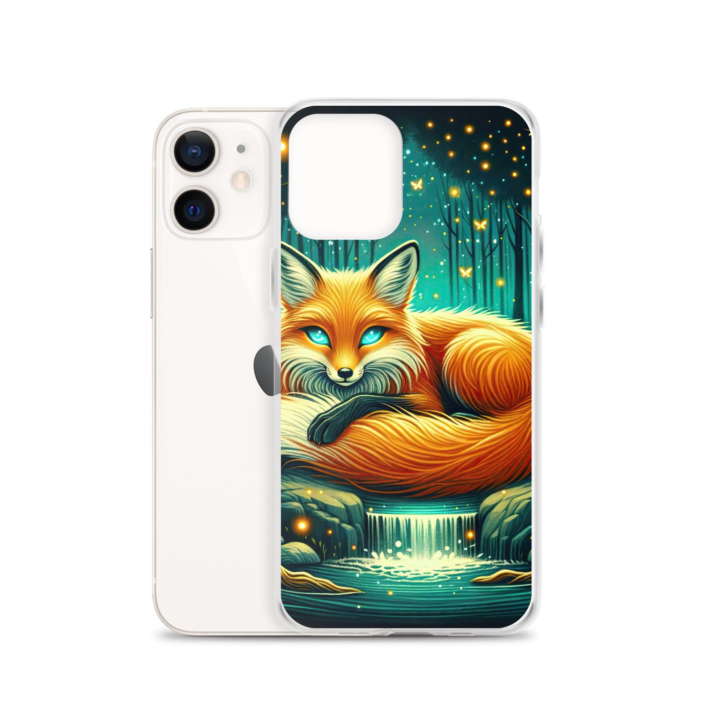 Bezaubernder Fuchs auf erleuchteter mystischer Waldlichtung - iPhone Schutzhülle (durchsichtig) camping xxx yyy zzz