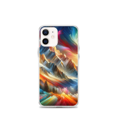 Lebendige abstrakte Alpendarstellung in populärem Kunststil - iPhone Schutzhülle (durchsichtig) berge xxx yyy zzz iPhone 12 mini