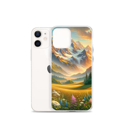 Heitere Alpenschönheit: Schneeberge und Wildblumenwiesen - iPhone Schutzhülle (durchsichtig) berge xxx yyy zzz