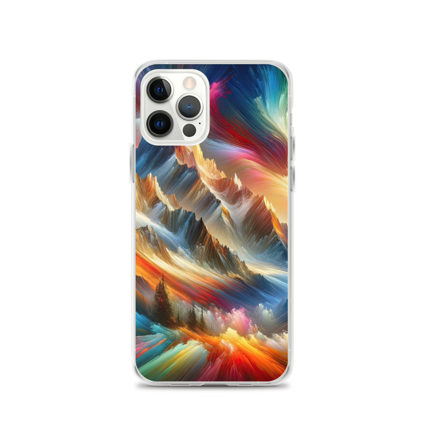 Lebendige abstrakte Alpendarstellung in populärem Kunststil - iPhone Schutzhülle (durchsichtig) berge xxx yyy zzz iPhone 12 Pro