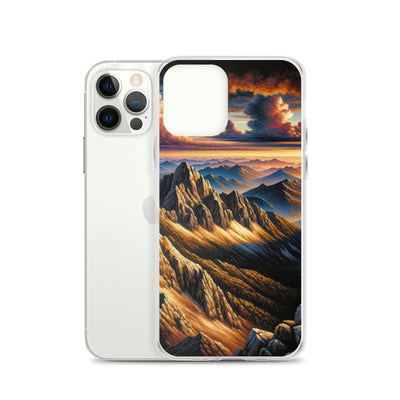 Alpen in Abenddämmerung: Acrylgemälde mit beleuchteten Berggipfeln - iPhone Schutzhülle (durchsichtig) berge xxx yyy zzz