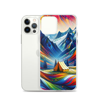 Surreale Alpen in abstrakten Farben, dynamische Formen der Landschaft - iPhone Schutzhülle (durchsichtig) camping xxx yyy zzz